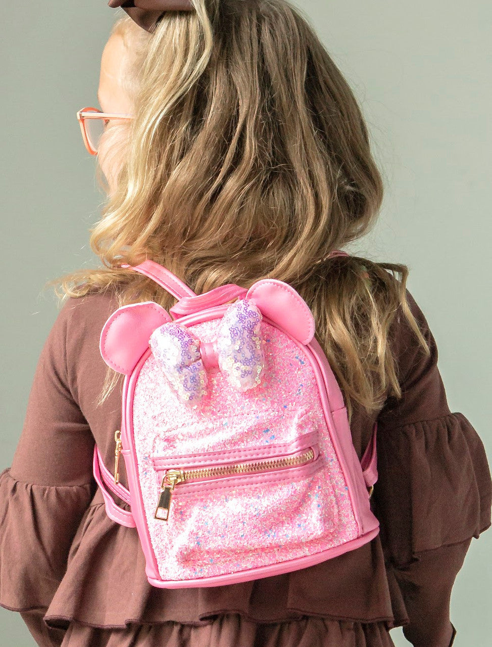 Sparkly Pink Minnie Mouse Backpack The Hair Bow Company