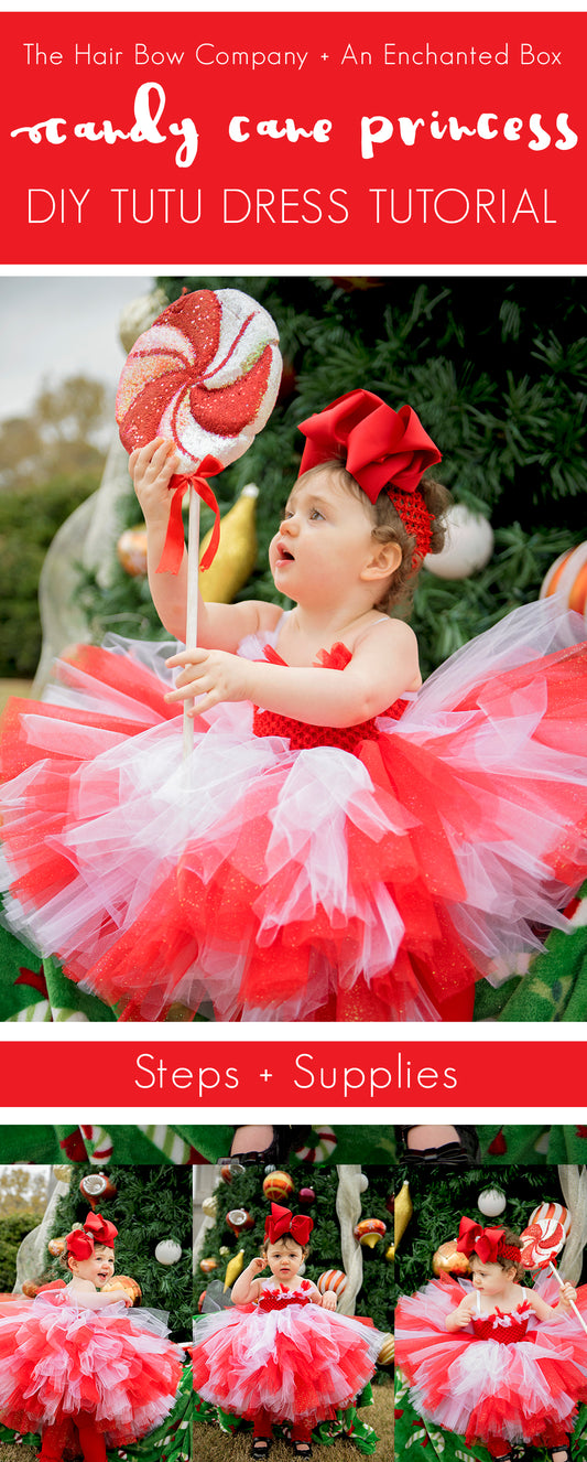 Candy Cane Princess Christmas Tutu Dress Tutorial