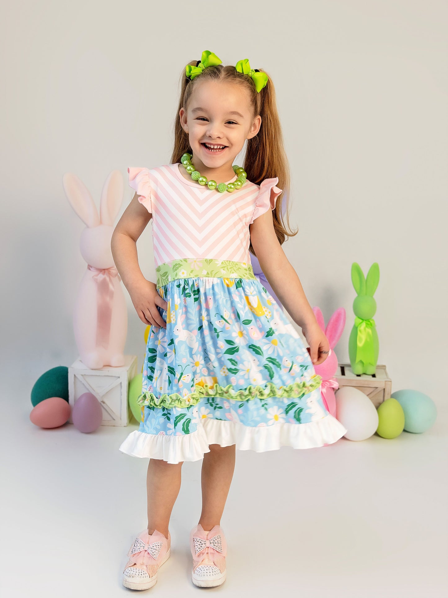 Wild About Daisies Tiered Twirl Dress on a model