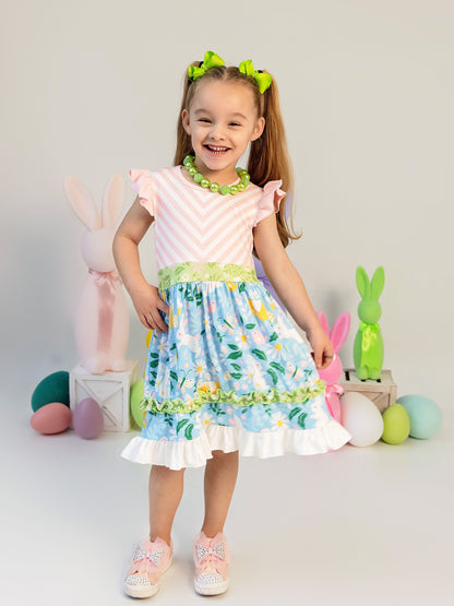 Wild About Daisies Tiered Twirl Dress on a model