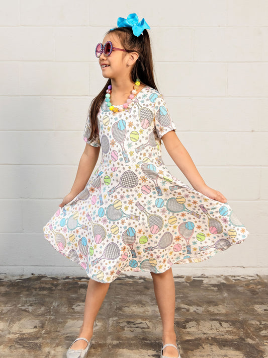 Tennis Princess Twirl Dress on a model