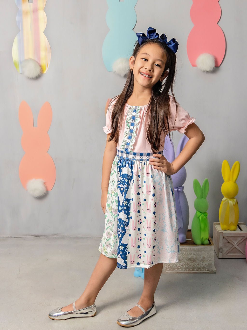 Vintage Easter Tie Dress on a model