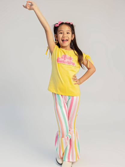 Hello Sunshine Colorful Stripes Pants Set on a model