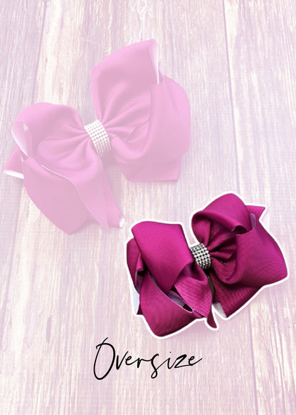 Plum Rhinestone Center Knot Hair Bows  (2 Size Options!)