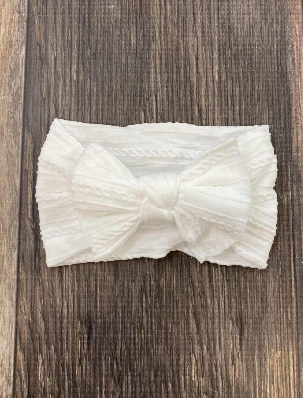 White Cable Knit Bow Headbands