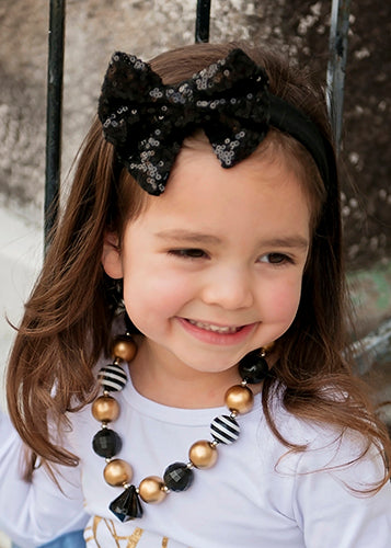 CLEARANCE: Solid Sequin Bow Headbands