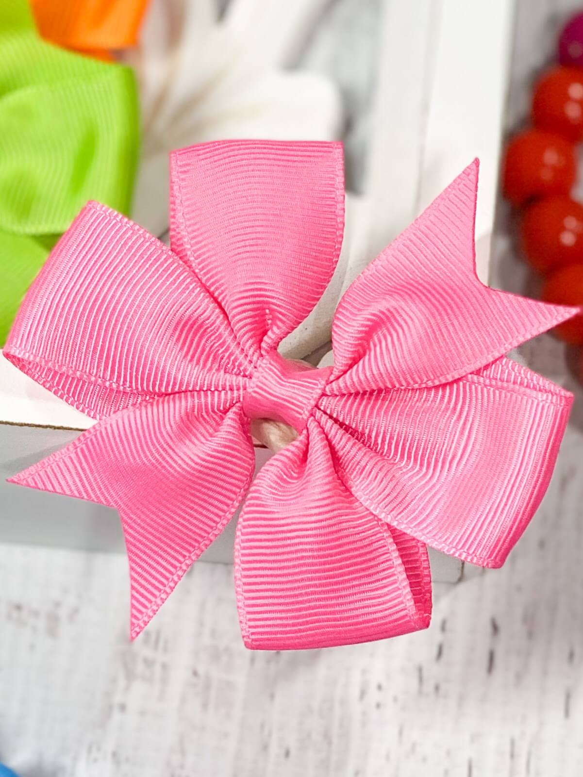 french pink pinwheel bow