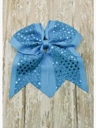 turquoise Sequin Cheer Hair Bow