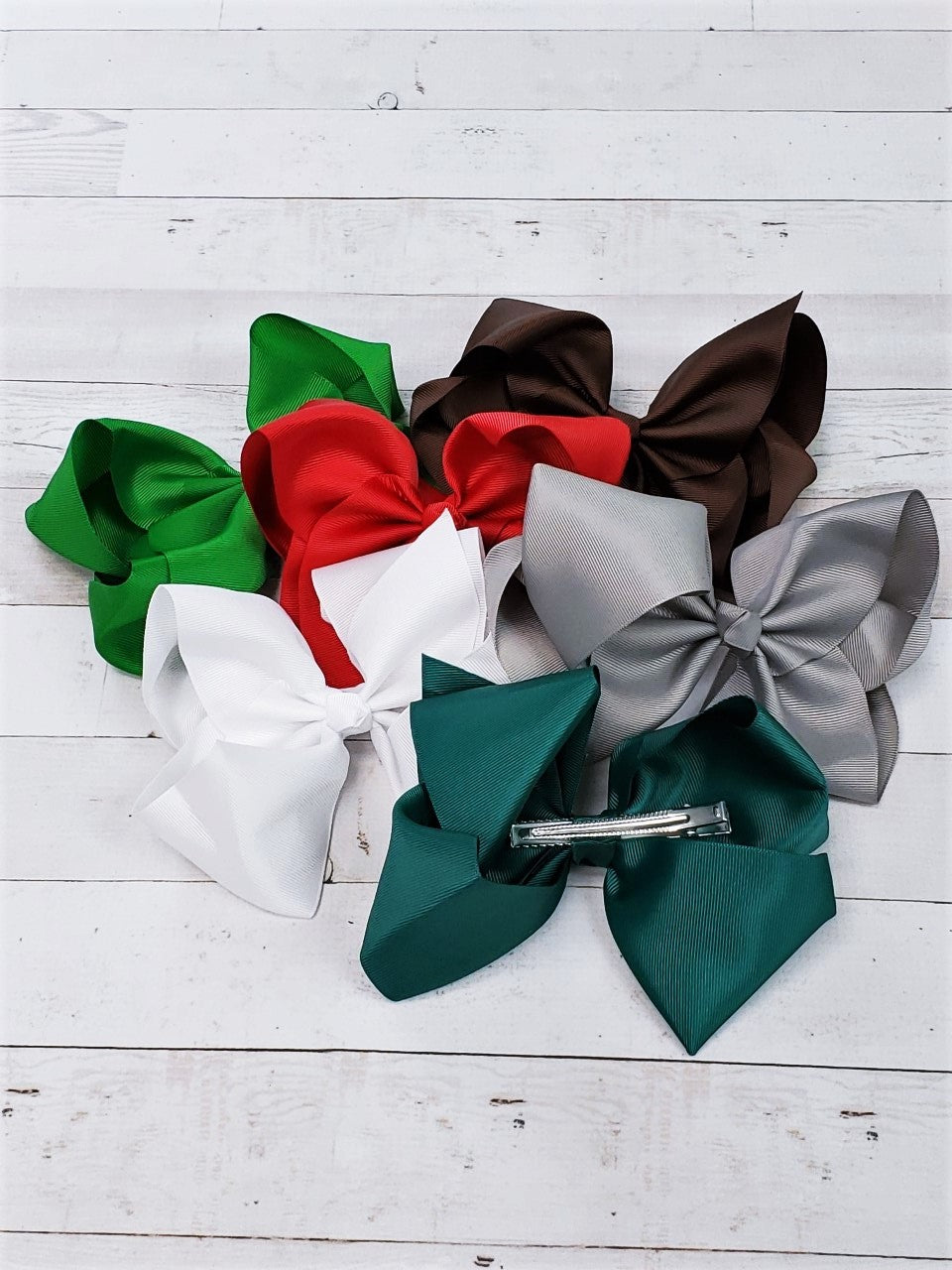 Winter Holidays Solid Hair Bows Variety Packs - 6 Bows (4 Size Options!)