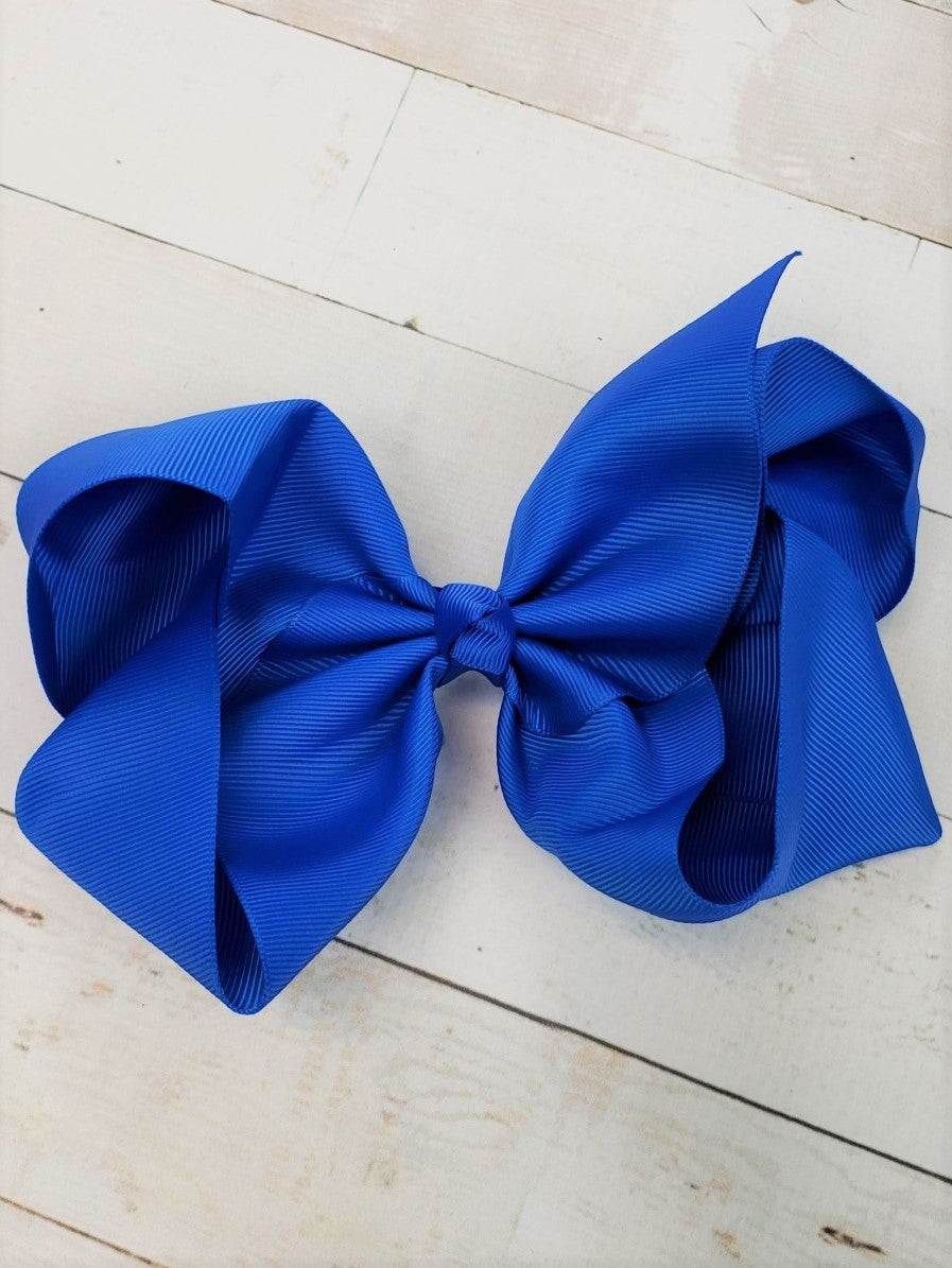 Royal Blue Texas Size Big Hair Bows with French Clip