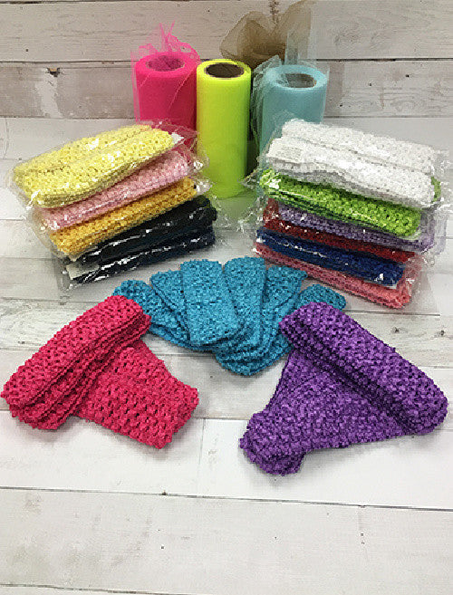 6 of a single color of crochet headband. Buy in bulk and save!