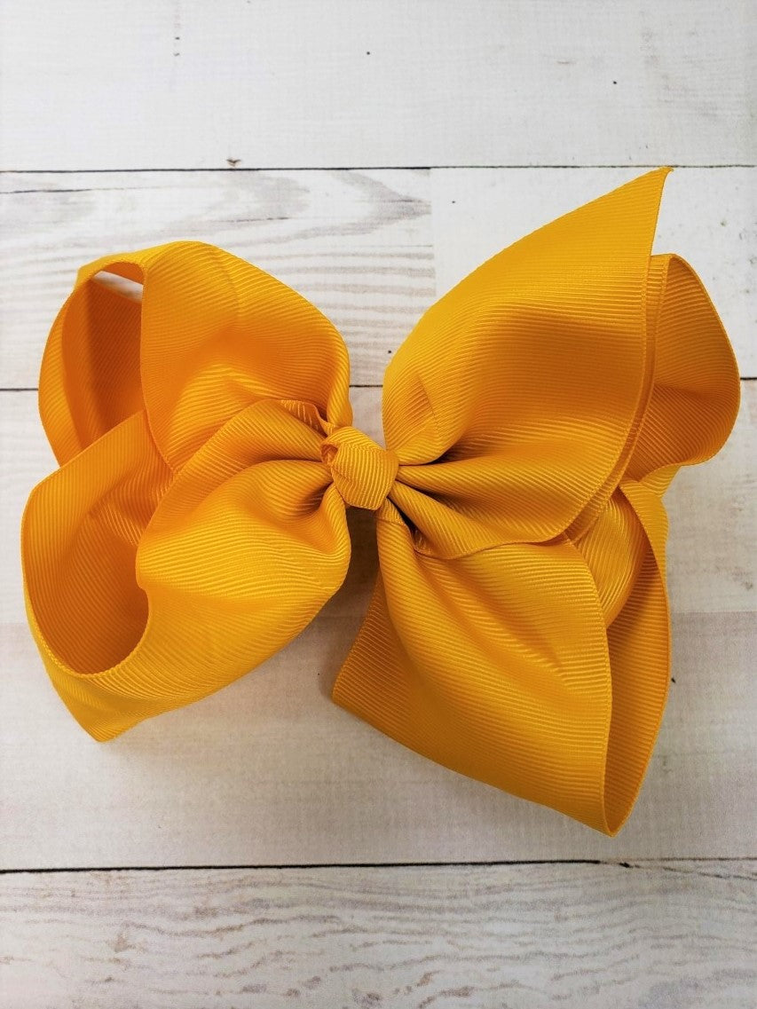 Mustard Texas Size Big Hair Bows with French Clip