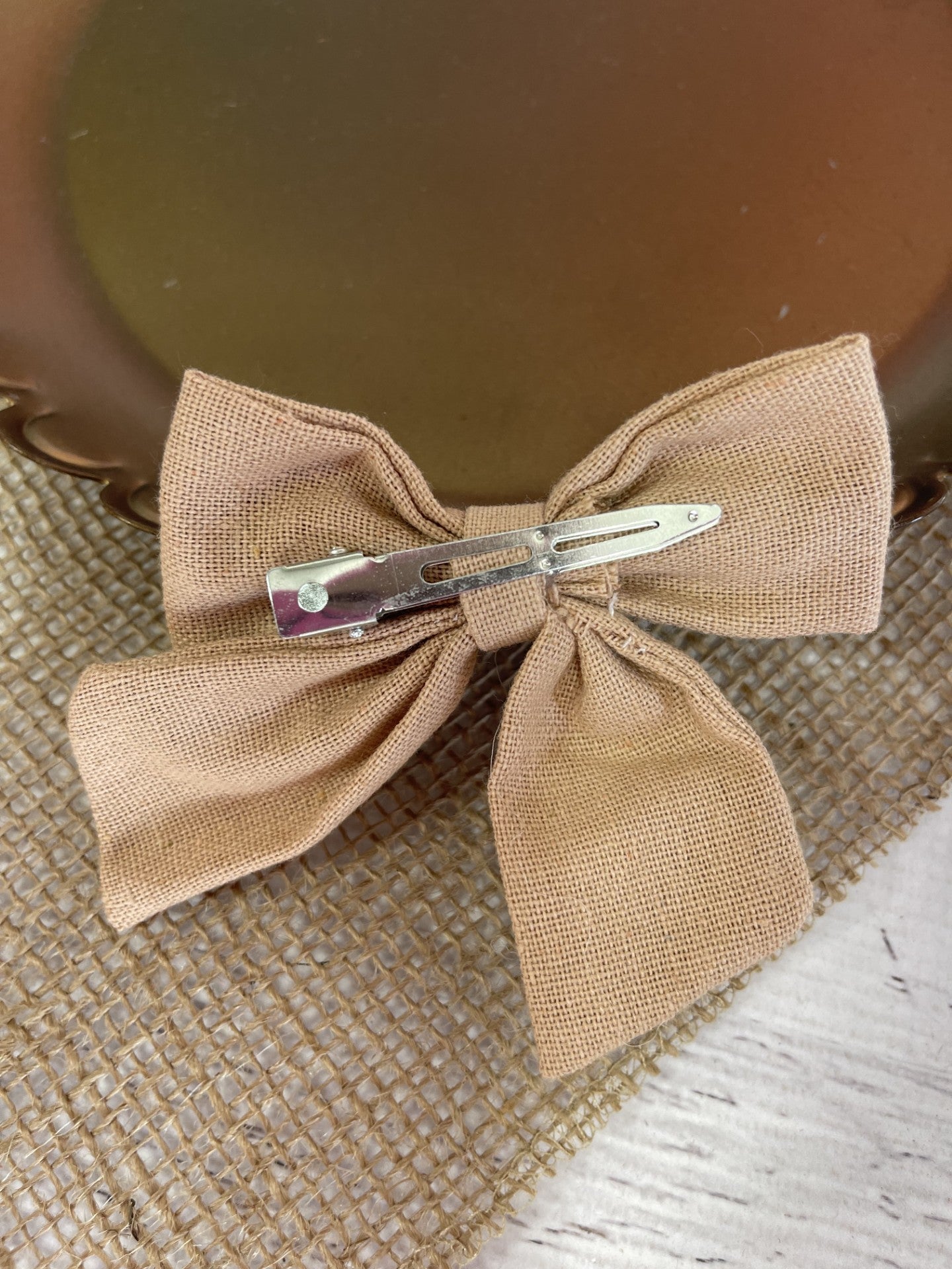 Linen Fabric Hair Bows