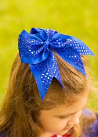 Royal Blue Sequin Cheer Hair Bow