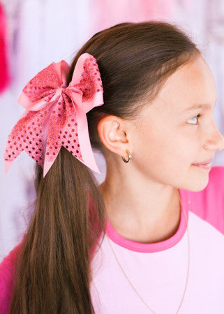 Pink Sequin Cheer Hair Bow