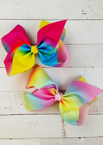 7" Texas Size Rainbow Hair Bows for girls.