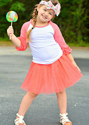 Coral green tutu for girls age 2-8 years.