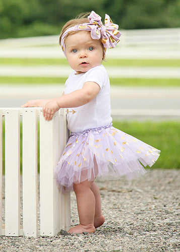 Gold Polka Dot Baby Tutu in Lavender