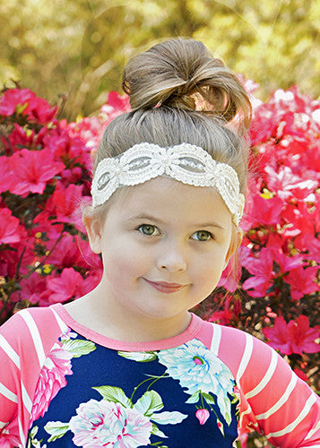 Lace and Pearl Headband for Girls
