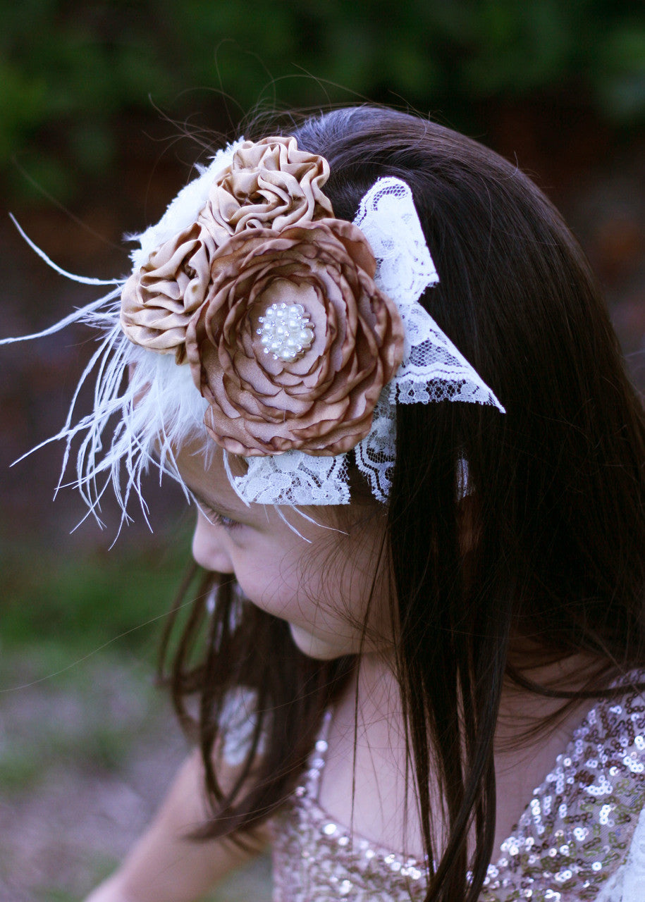 Lace Bow Headband on model