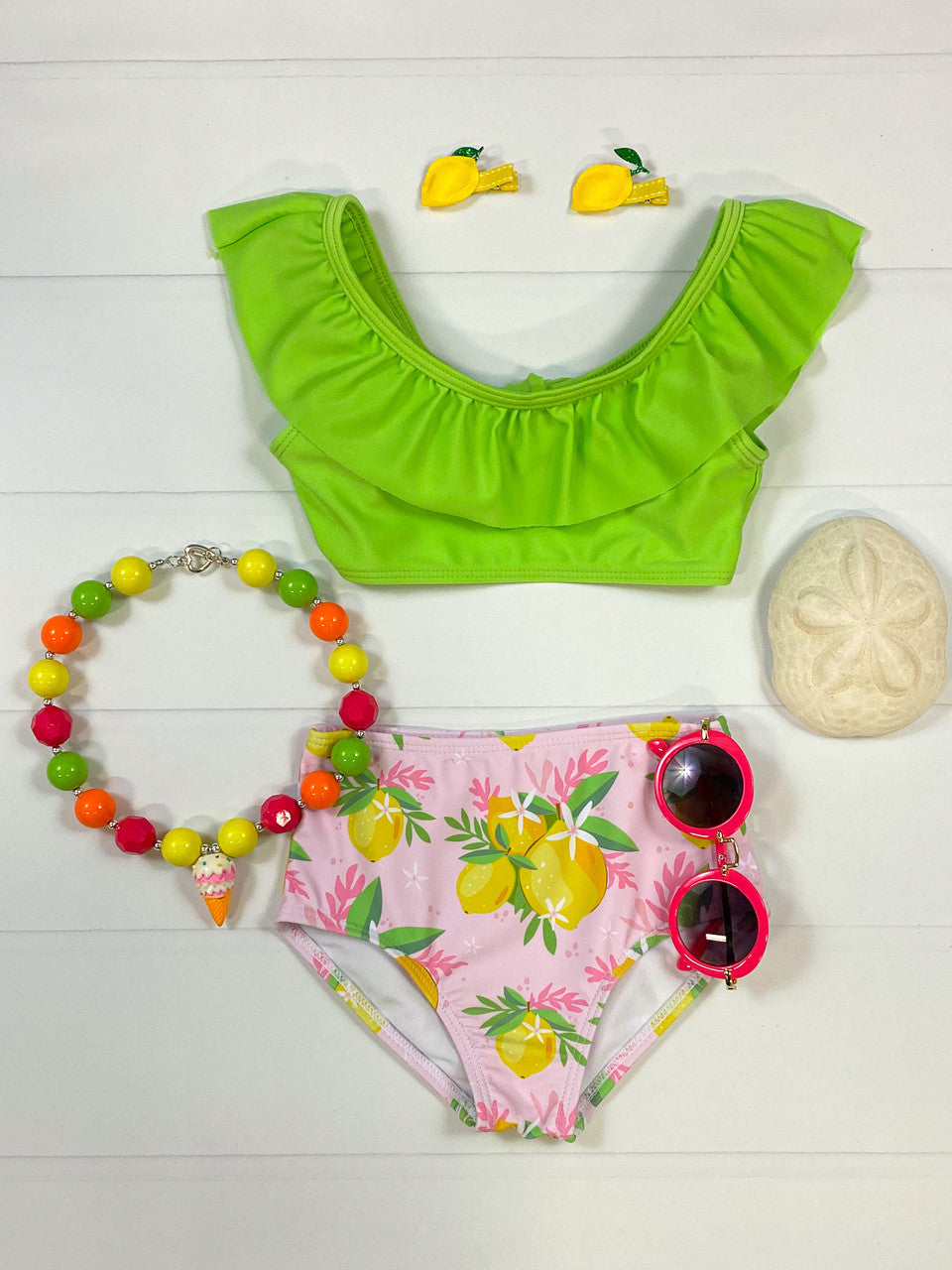 Mommy & Me Lime Green & Lemons Bikini-Girls