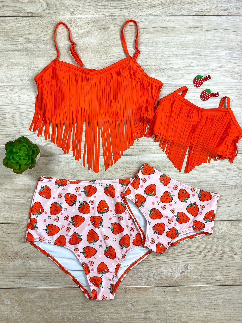 Mommy & Me Fringed Strawberry Bikini