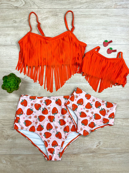 Mommy & Me Fringed Strawberry Bikini