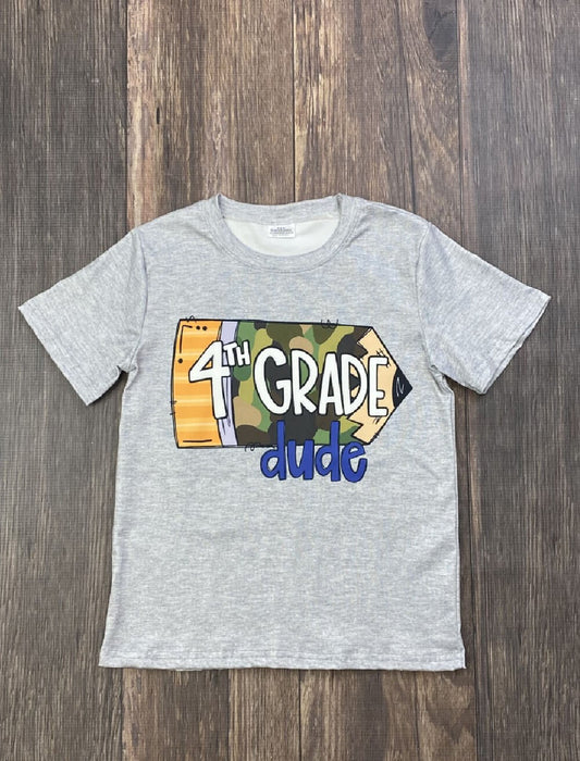 4th Grade Dude Camo Pencil T-Shirt - Boys