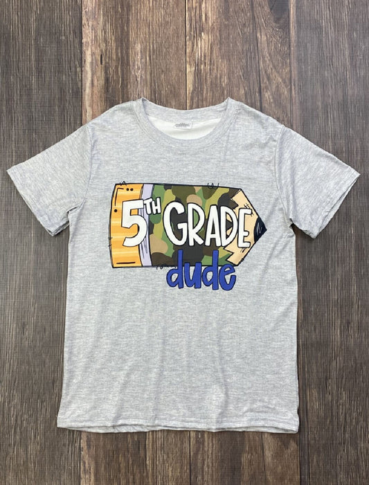 5th Grade Dude Camo Pencil T-Shirt - Boys