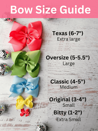hair bow size guide to show bow sizes