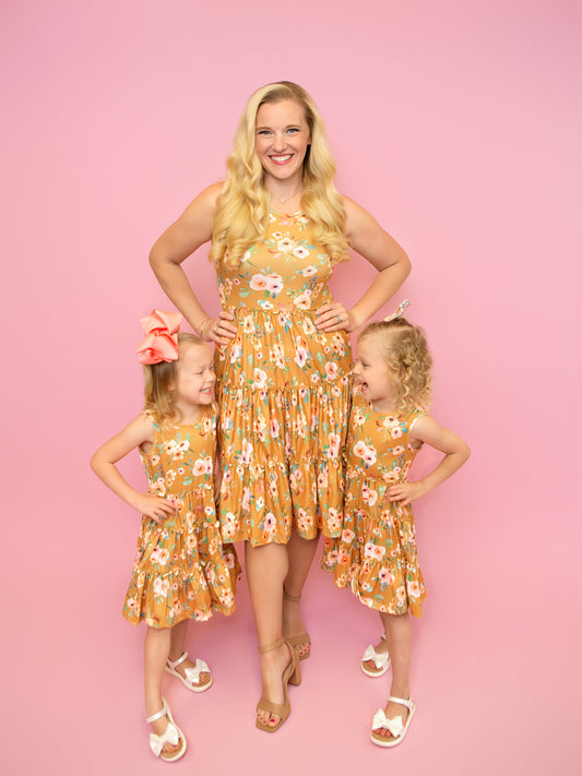 Mommy & Me Tiered Golden Floral Dress