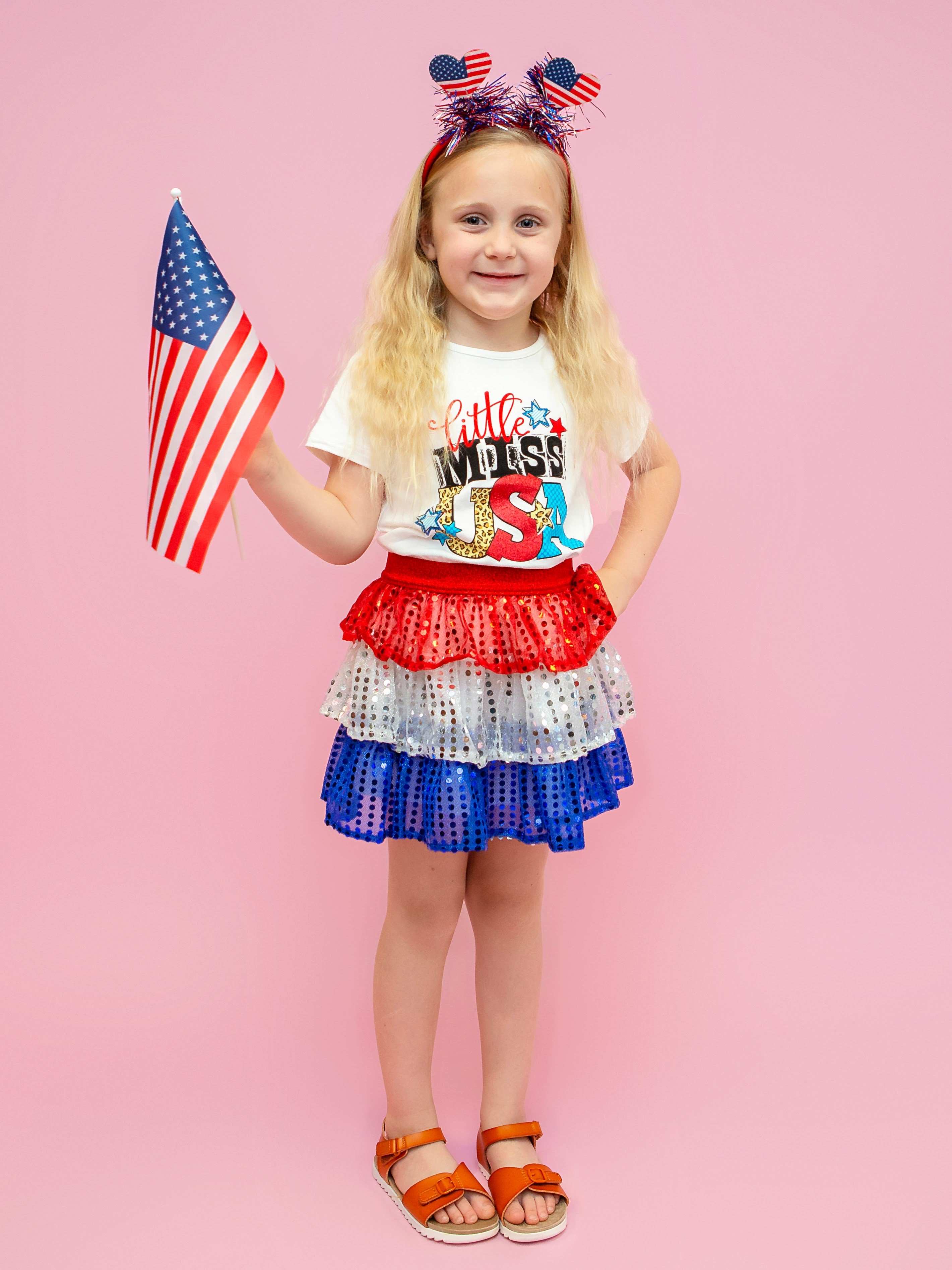 Little Miss USA Sequin Skirt Set – The Hair Bow Company