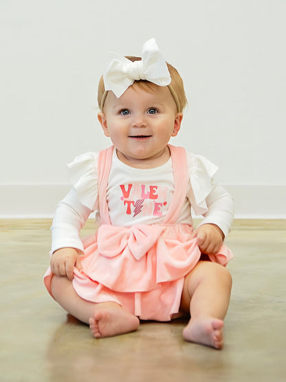 Valentine Lightening Infant Velvet Romper Set