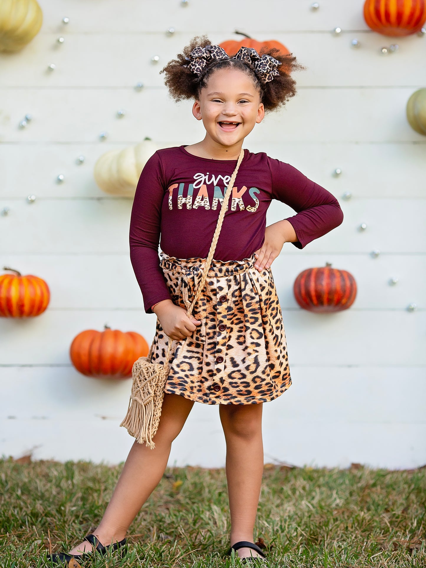 Give Thanks Animal Print Skirt Set on a model