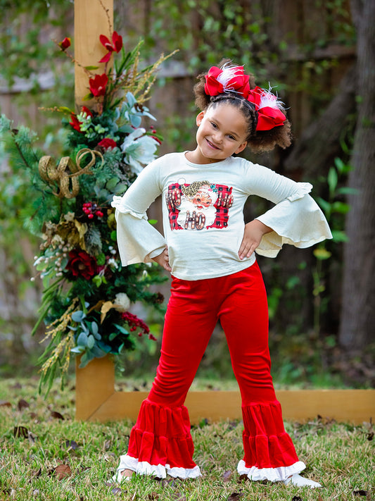 Vintage Santa Long Ruffled Sleeve on a model