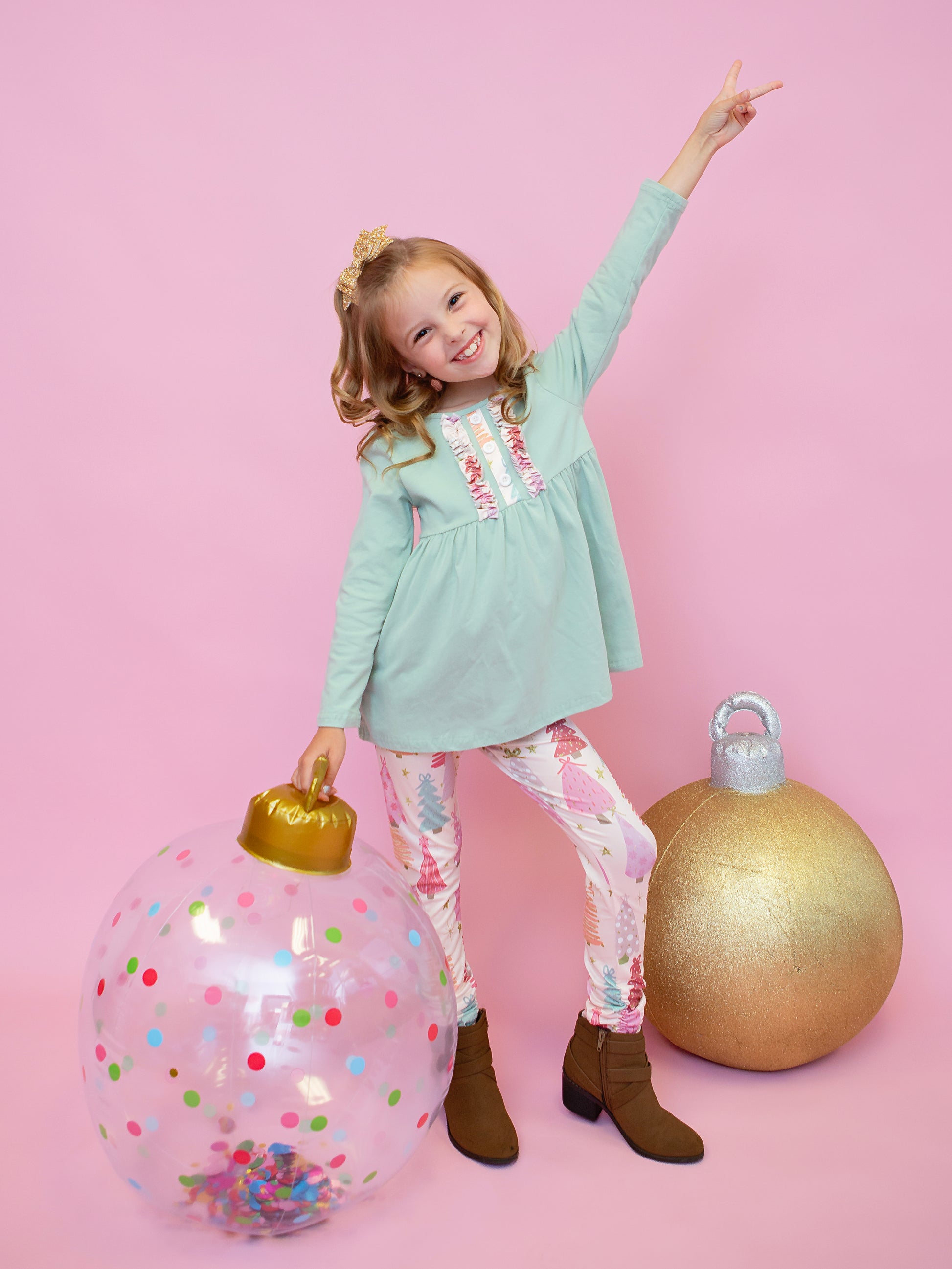 Christmas tree legging set for girls