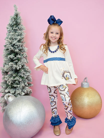 Nativity cream top and leggings set