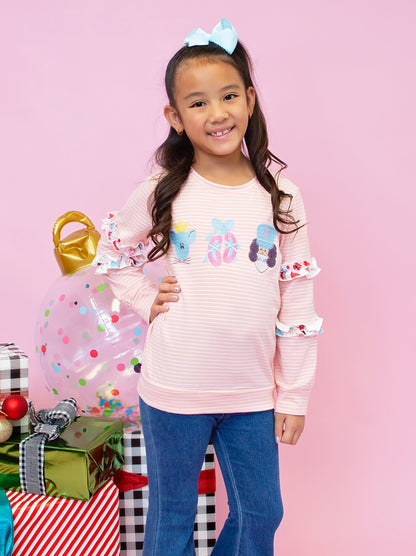 Girls Nutcracher ruffle sleeve tops