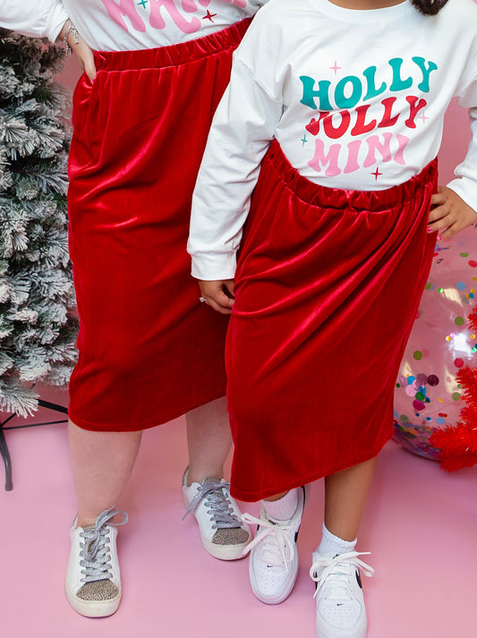 Mom & Me Red Velvet Skirt: FINAL SALE