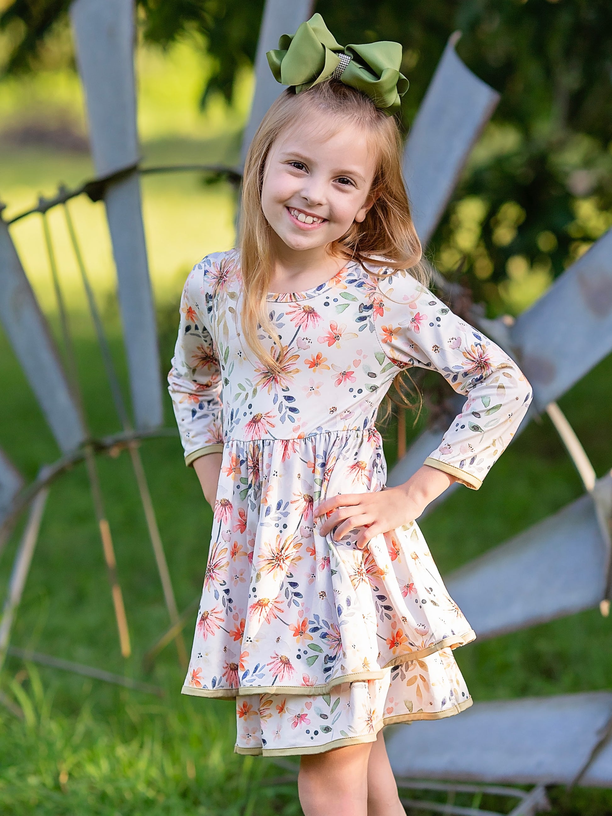 Jubilant Blooms Marigold Double Twirl Dress on a model