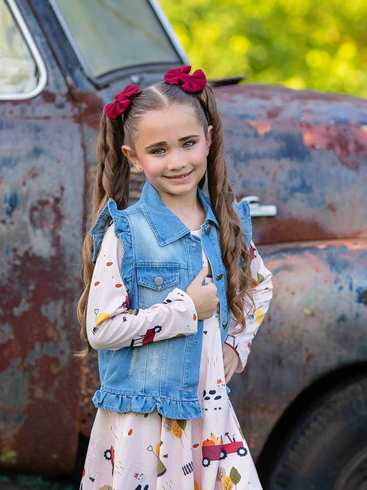 Ruffle Denim Vest on a model