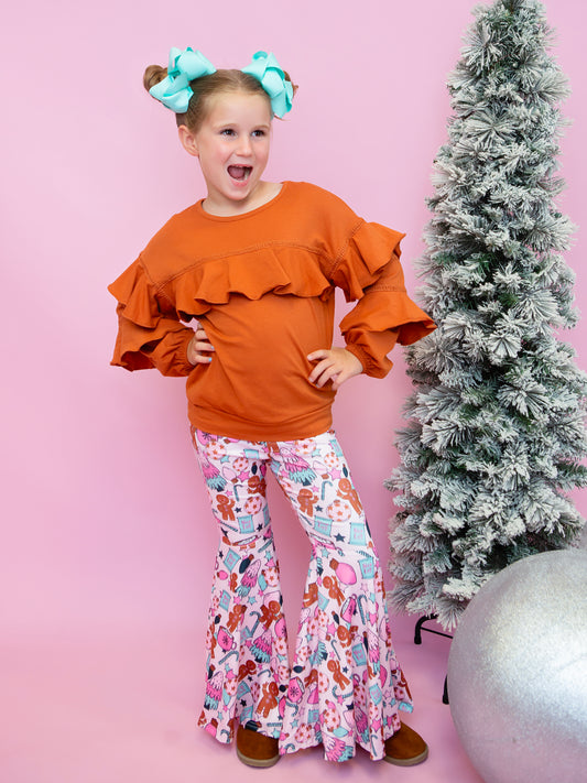 Gingerbread girls christmas pants set