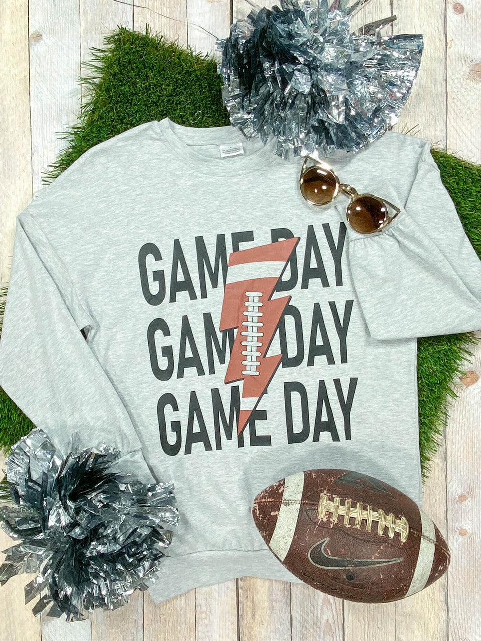 Mommy & Me Game Day football print lightning bolt sweaters - Womens