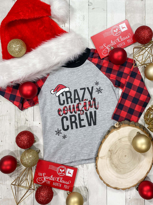 Crazy Cousin Crew Buffalo Plaid Sleeved Raglan