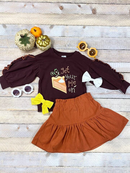 Get your pie on skirt set boutique outfit.