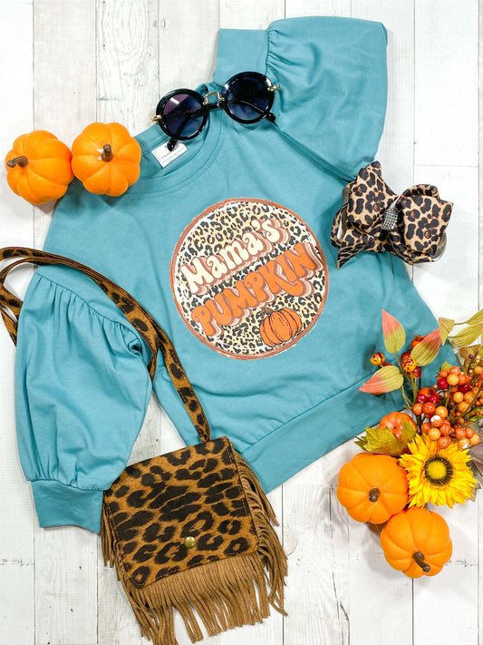 Mama's Pumpkin Thanksgiving Fall Girls Top