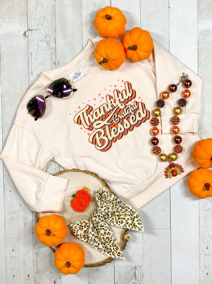 THankful Grateful Blessed GIrls Thanksgiving Top