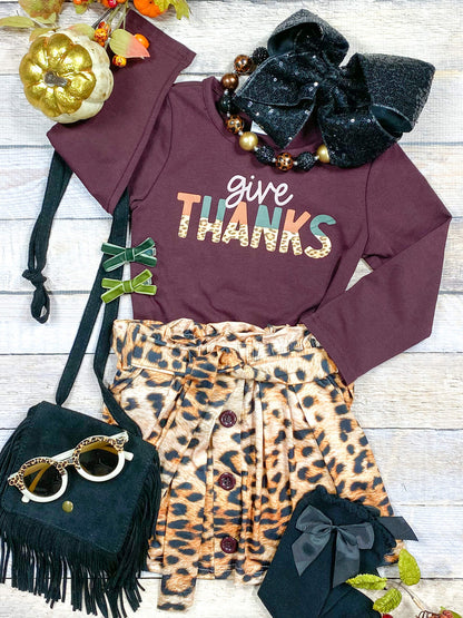 Give thanks animal print skirt set