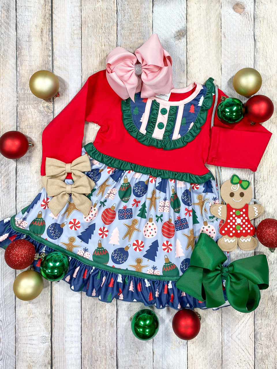 Christmas Girls Ruffled Dress