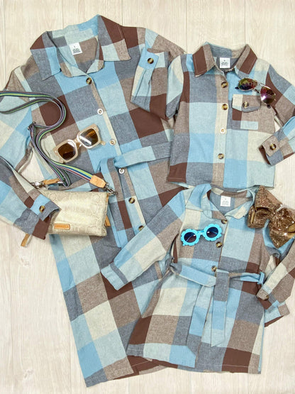 Blue Flannel Family Set